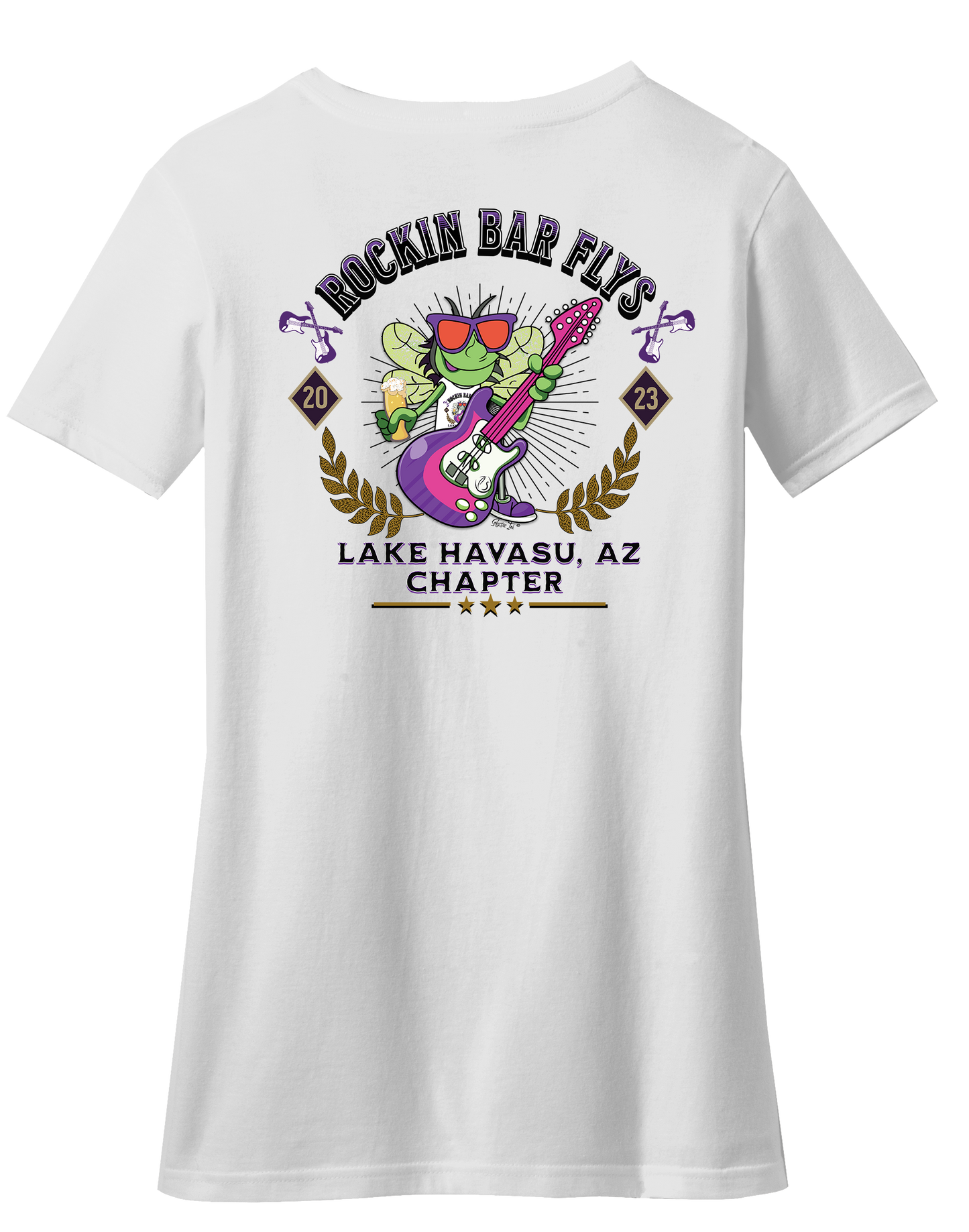 Rockin Bar Flys Womens V-Neck Tee - Customizable Chapter - 4 colors