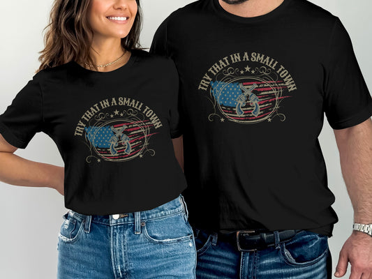 Jason Aldean Try That In A Small Town American Flag guns Country Lyric tee shirt