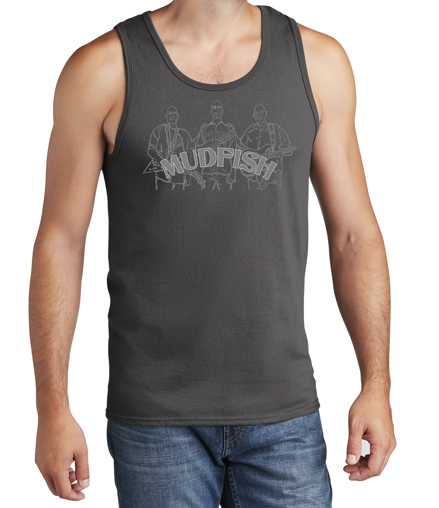 MUDFISH Men's Tank Top - Art on front OR Back. Sizes to 4XL