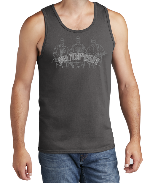 MUDFISH Men's Tank Top - Art on front OR Back. Sizes to 4XL