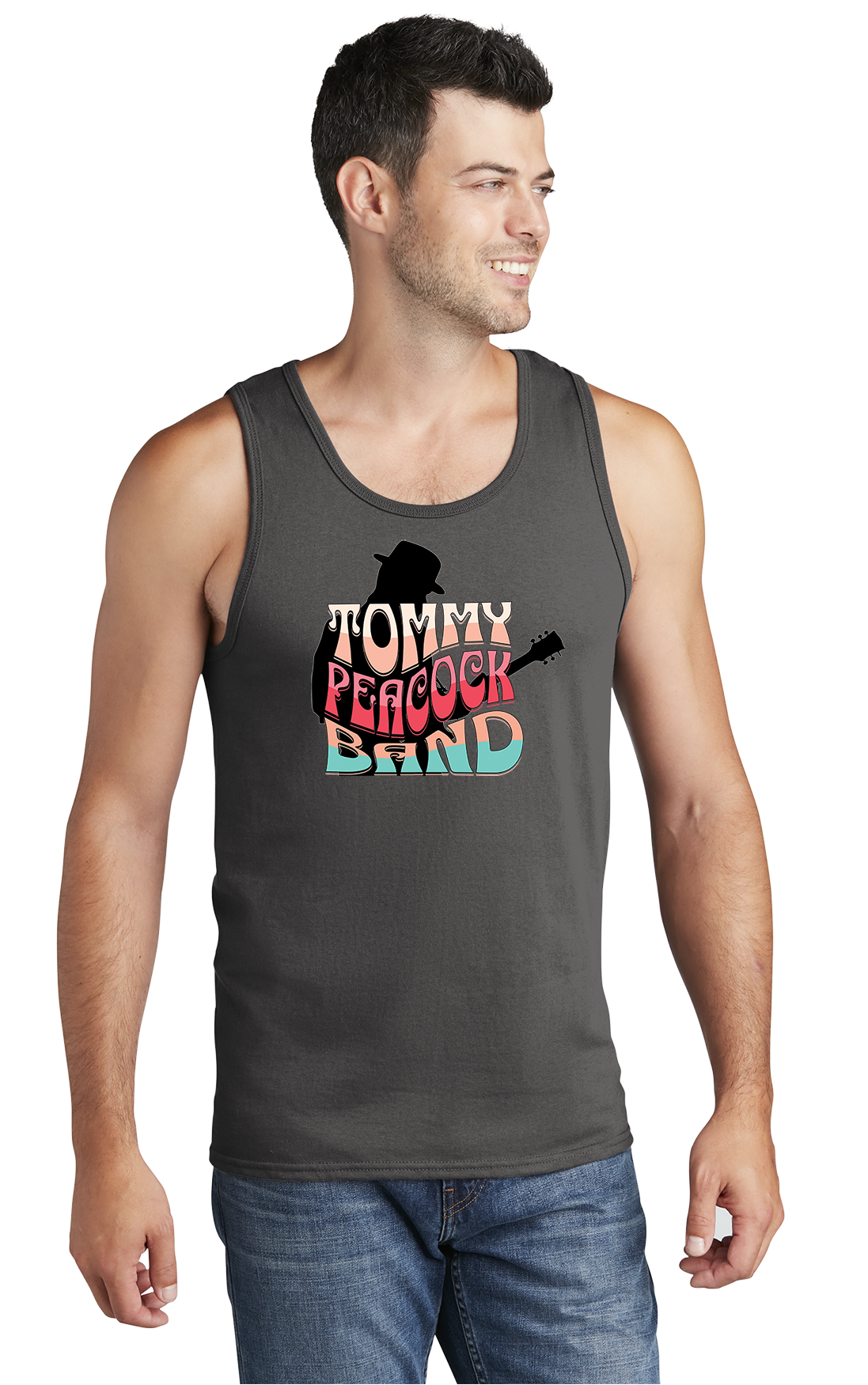 Tommy Peacock Retro Men's Tank Top - Art on front OR Back. Sizes to 4XL