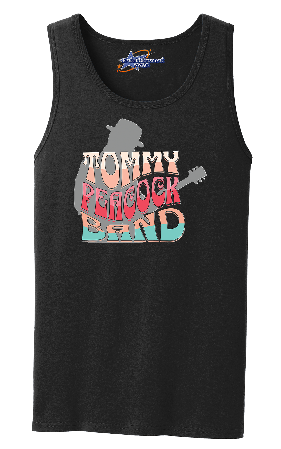 Tommy Peacock Retro Men's Tank Top - Art on front OR Back. Sizes to 4XL