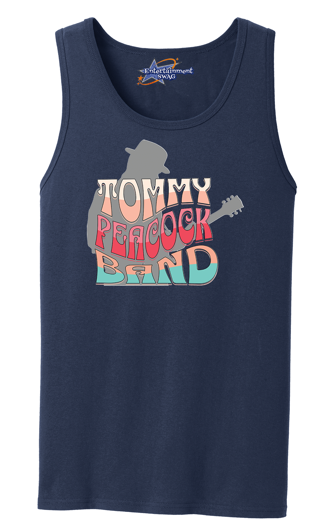 Tommy Peacock Retro Men's Tank Top - Art on front OR Back. Sizes to 4XL