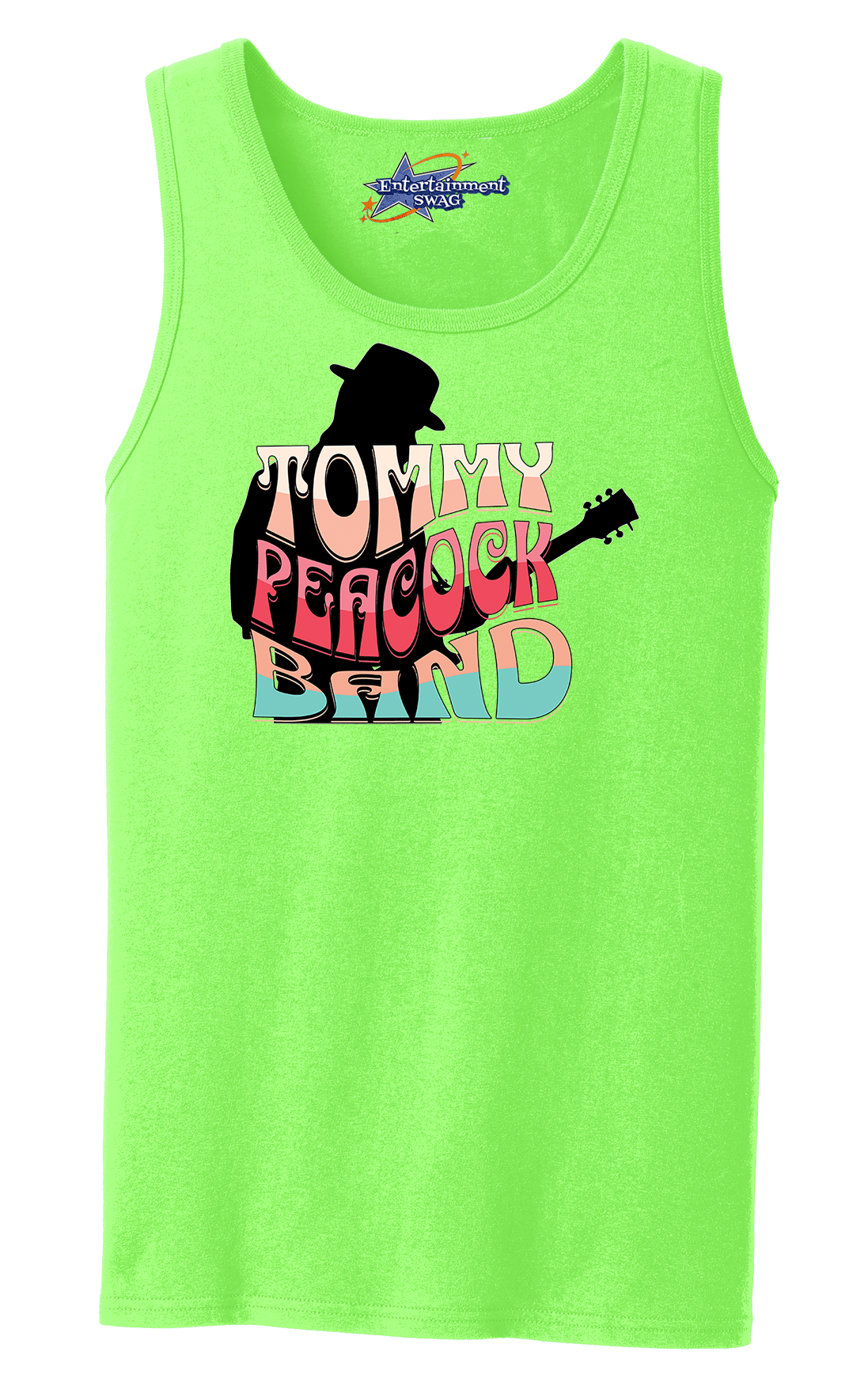 Tommy Peacock Retro Men's Tank Top - Art on front OR Back. Sizes to 4XL