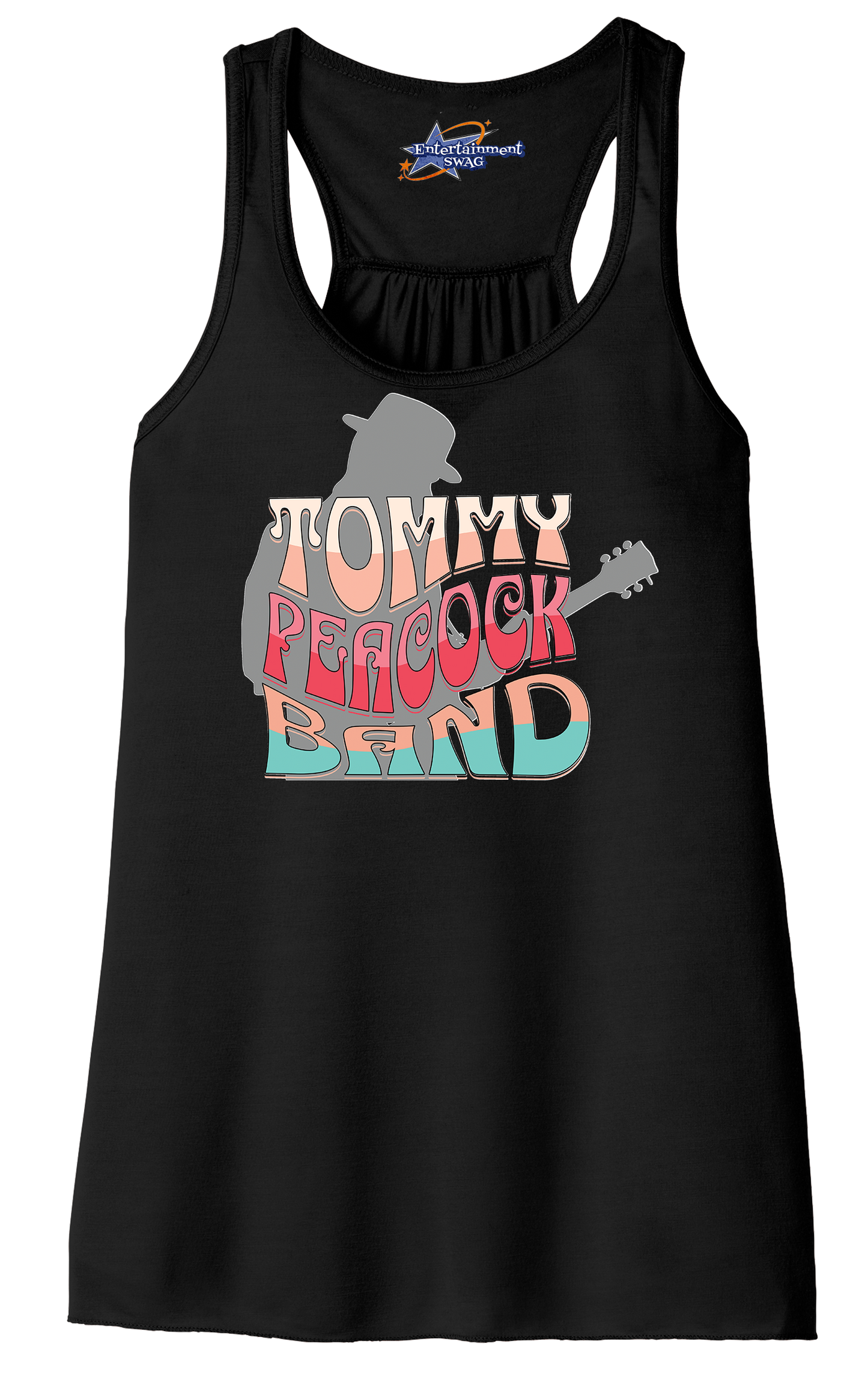 Tommy Peacock Band Retro design  Black racerback tank top for women