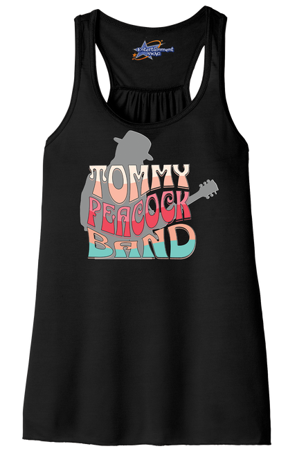 Tommy Peacock Band Retro design  Black racerback tank top for women
