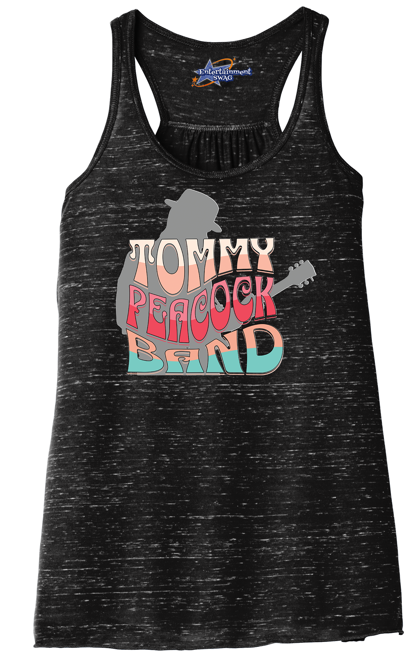 Tommy Peacock Band Retro design  Black Marble racerback tank top for women