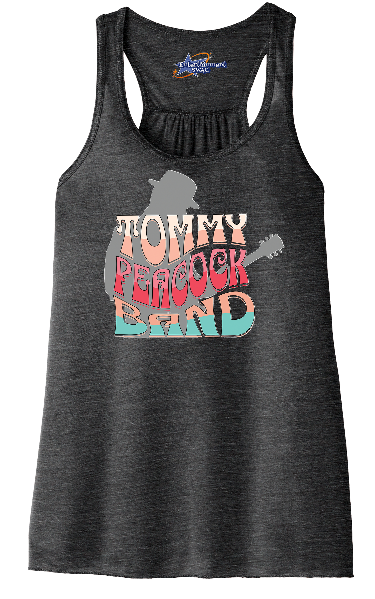 Tommy Peacock Band Retro design Charcoal Black Slub racerback tank top for women