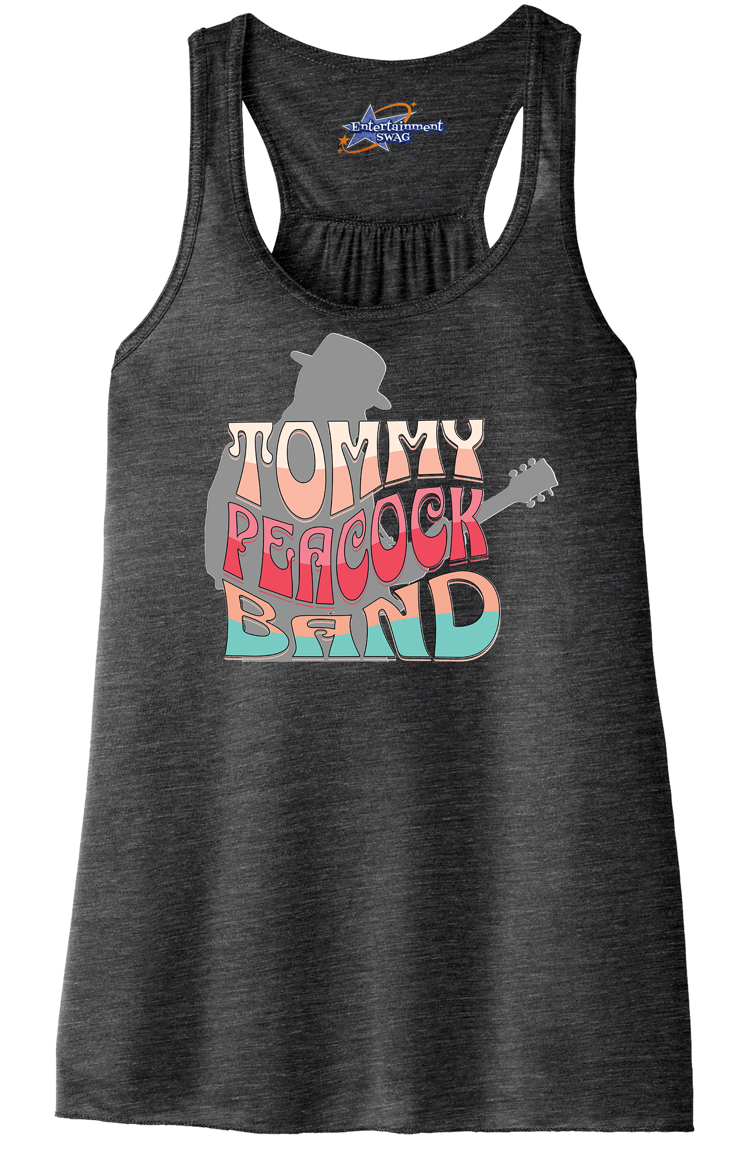 Tommy Peacock Band Retro design Charcoal Black Slub racerback tank top for women