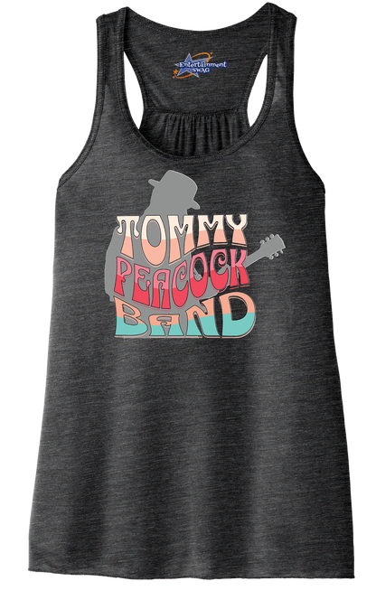 Tommy Peacock Band Retro design Charcoal Black Slub racerback tank top for women