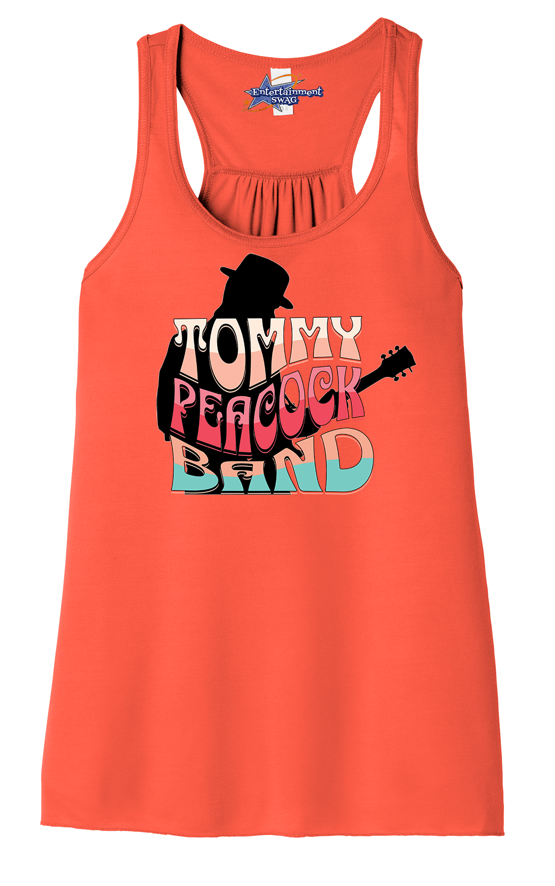 Tommy Peacock Band Retro design coral racerback tank top for women