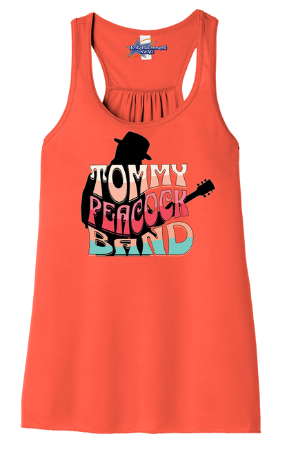 Tommy Peacock Band Retro design coral racerback tank top for women