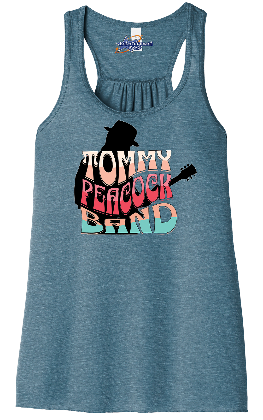 Tommy Peacock Band Retro design Denim racerback tank top for women