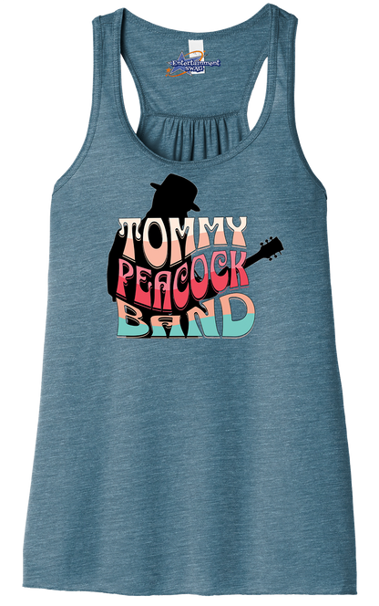 Tommy Peacock Band Retro design Denim racerback tank top for women