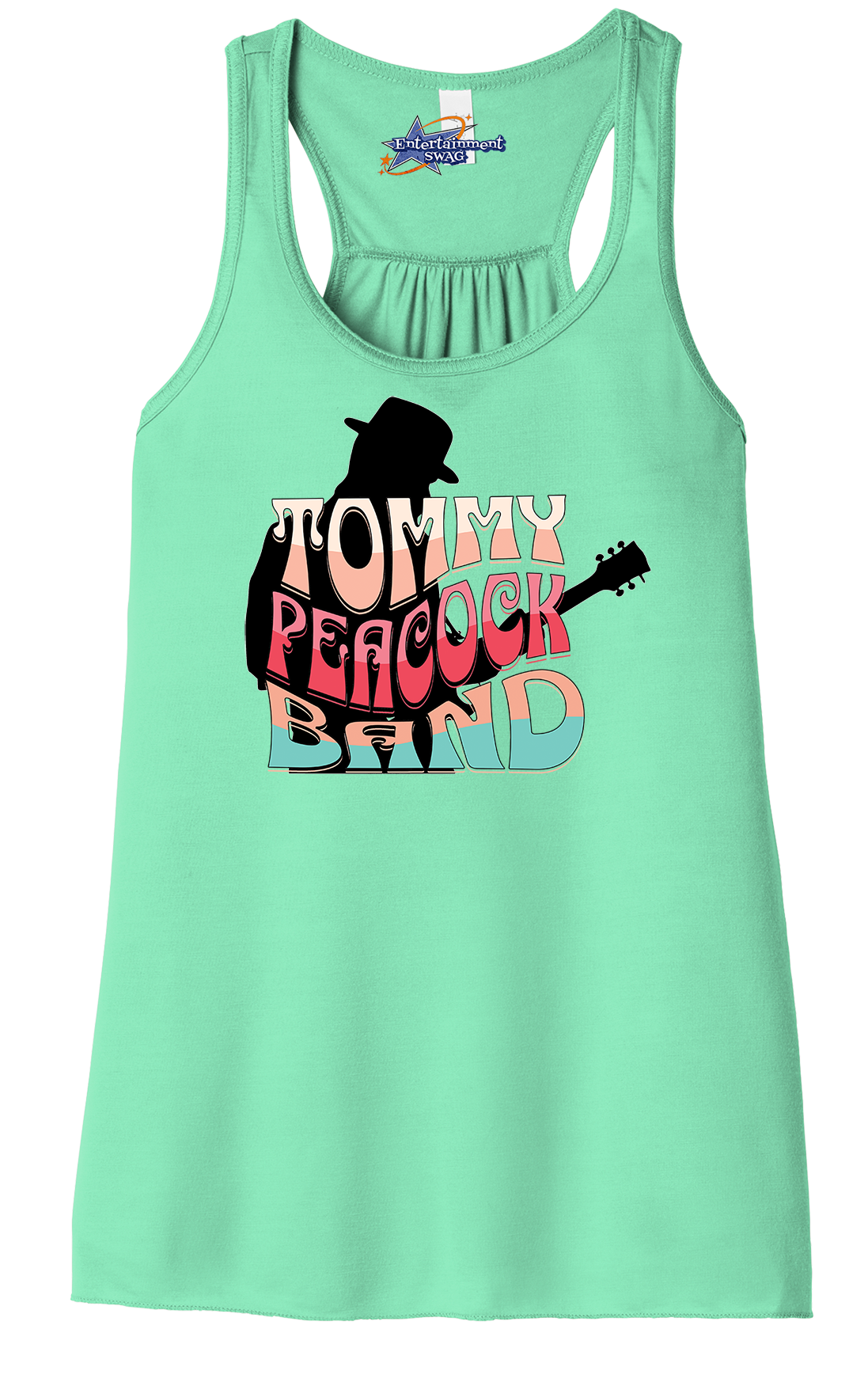 Tommy Peacock Band Retro design Mint green racerback tank top for women