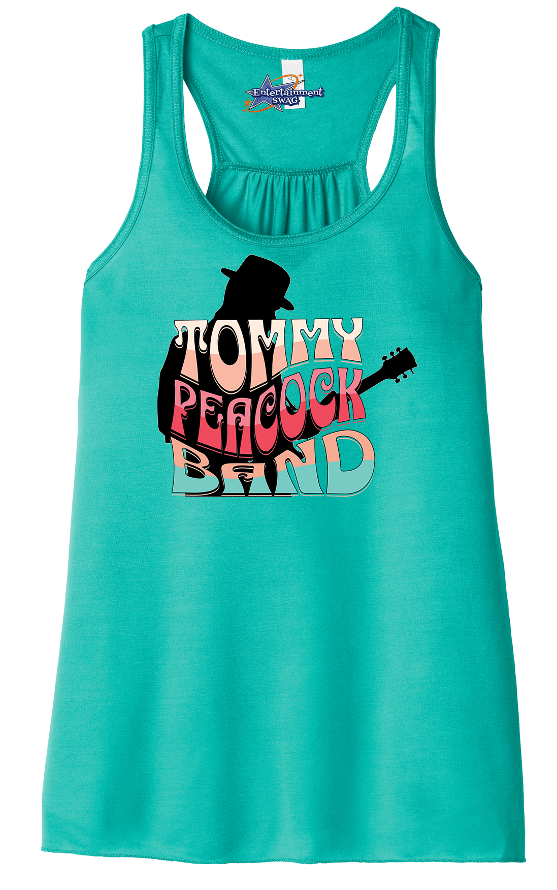 Tommy Peacock Band Retro design Teal racerback tank top for women