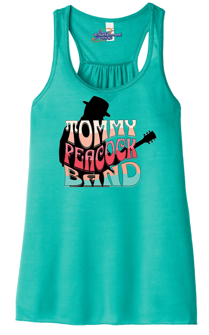 Tommy Peacock Band Retro design Teal racerback tank top for women