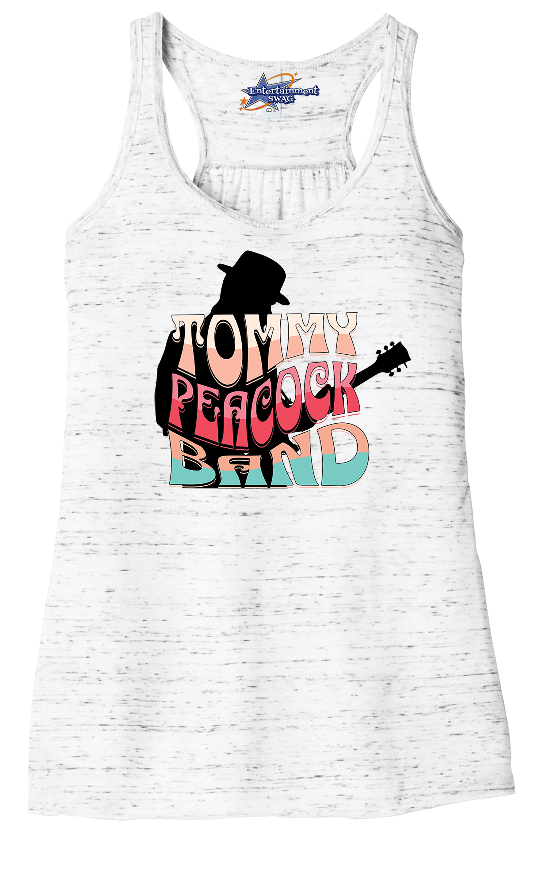 Tommy Peacock Band Retro design  White Marble racerback tank top for women