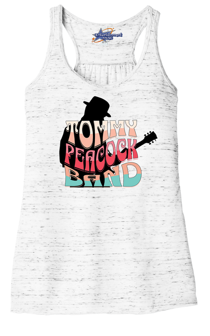 Tommy Peacock Band Retro design  White Marble racerback tank top for women