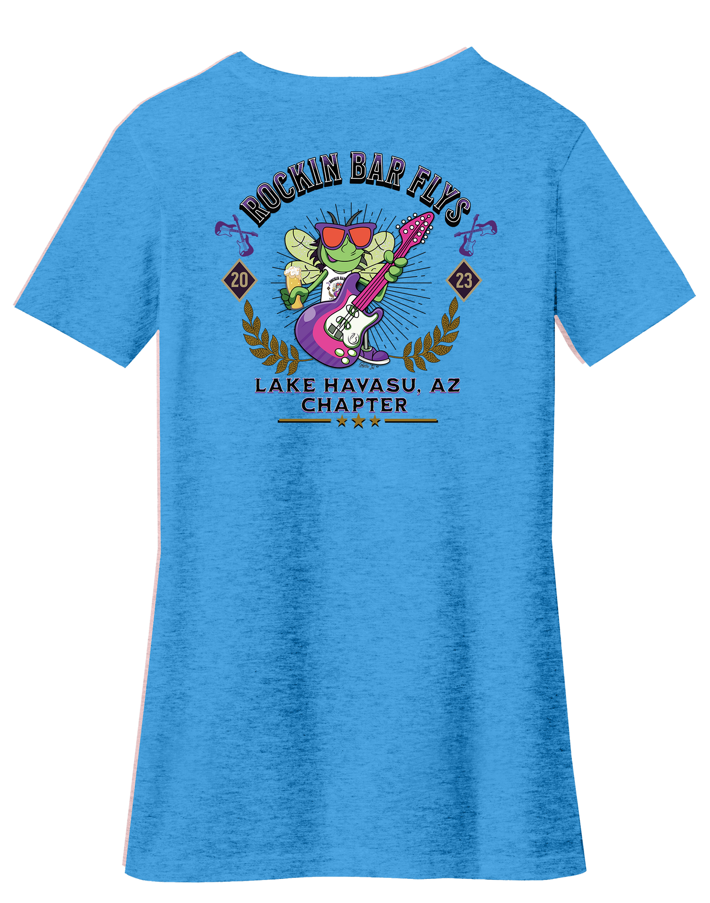 Rockin Bar Flys Womens V-Neck Tee - Customizable Chapter - 4 colors